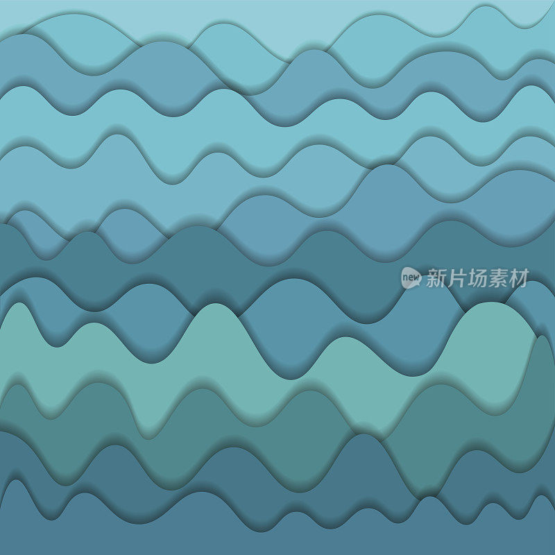蓝色抽象水波图案。矢量图