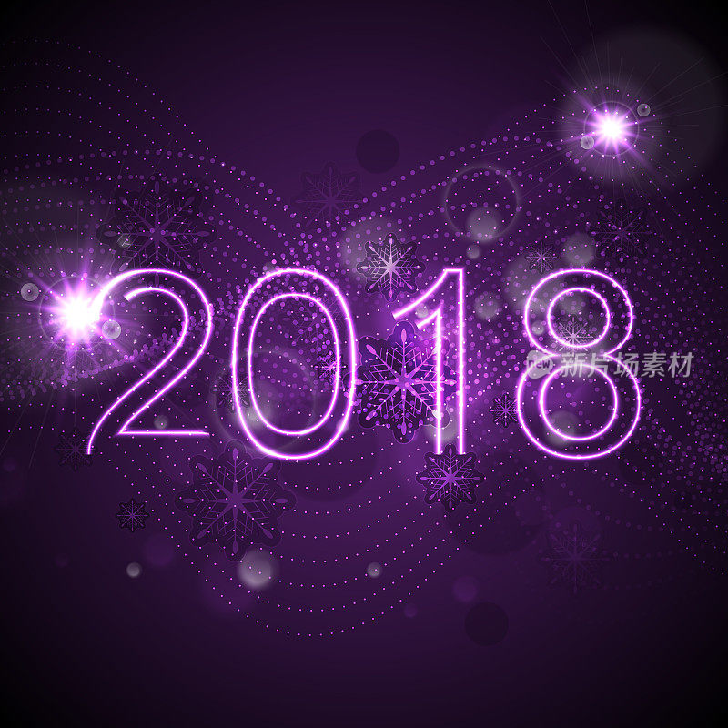 2018年霓虹紫外线新年背景