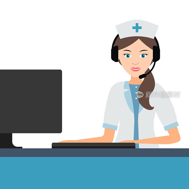 女性医学专业医生或护士接听电话。