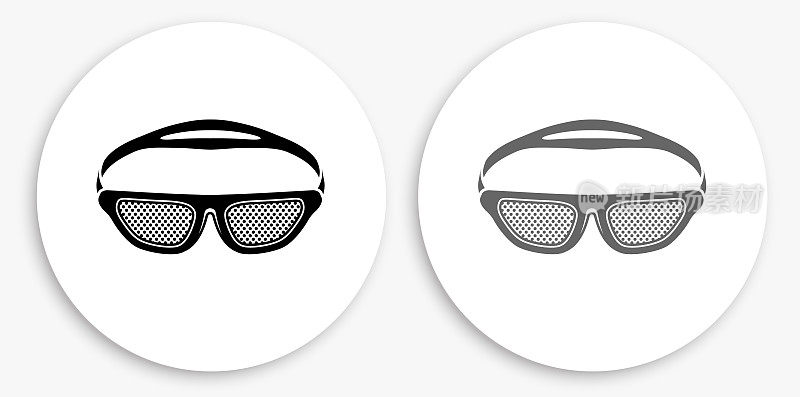 保护眼镜黑白圆形图标