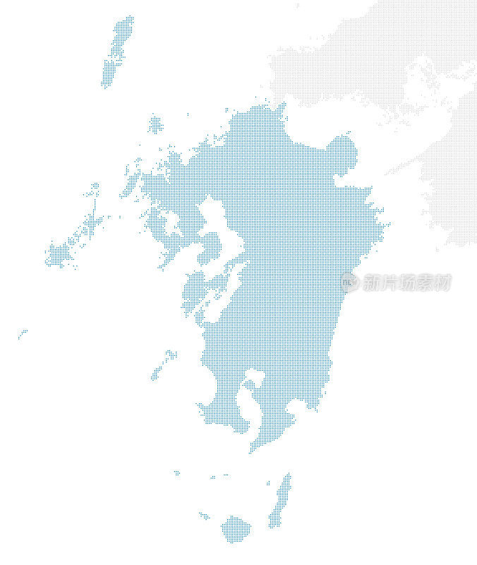 点日本地图，九州地区。大尺寸。
