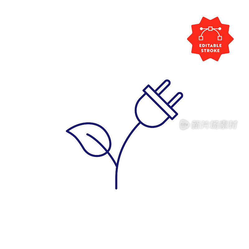可编辑笔触和完美像素的替代能源线图标。