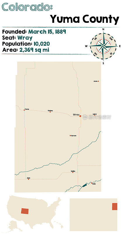 科罗拉多州尤马县地图