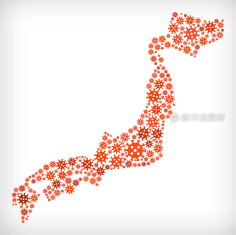 日本流感冠状病毒图标模式