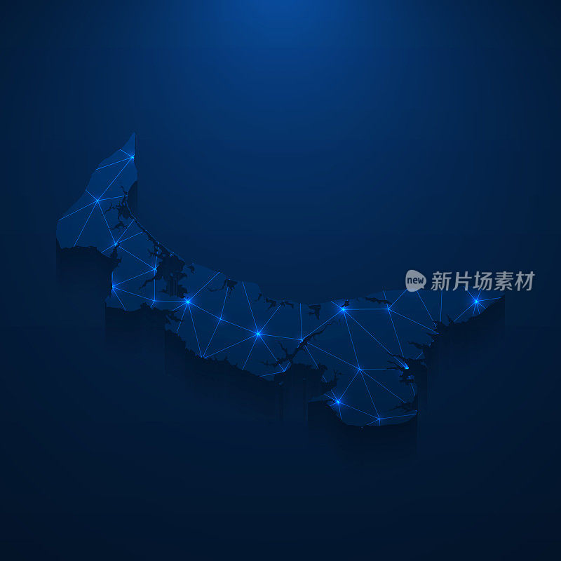 爱德华王子岛地图网络-明亮的网格在深蓝色的背景