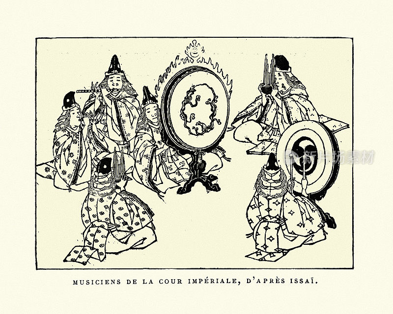 传统的日本宫廷音乐家，19世纪