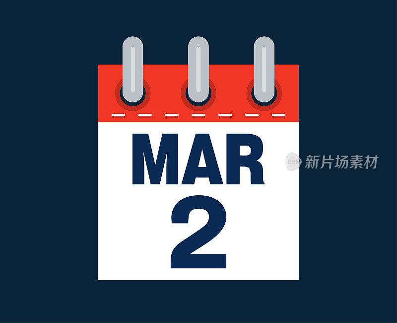 这个月的日历日期是3月2日