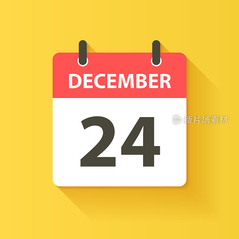 12月24日-每日日历图标在平面设计风格