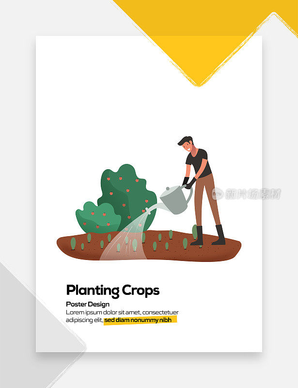 种植作物概念平面设计的海报，封面和横幅。现代平面设计矢量插图。