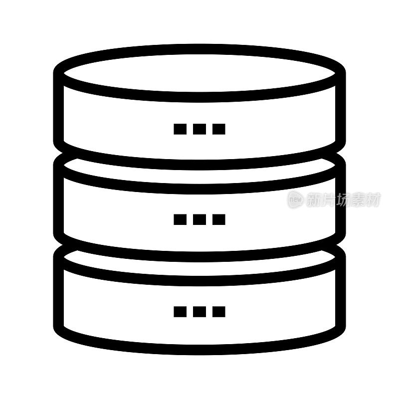 数据库服务器线图标,轮廓符号矢量插图
