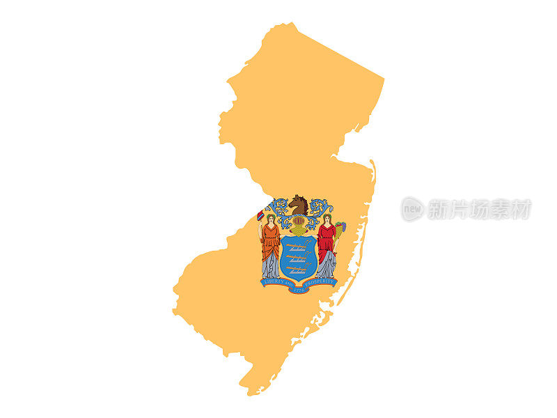 新泽西地图和国旗