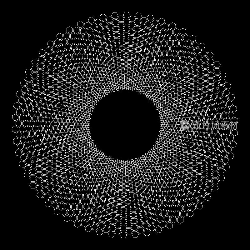 盘的完美(轮廓)六边形在蜂窝模式
