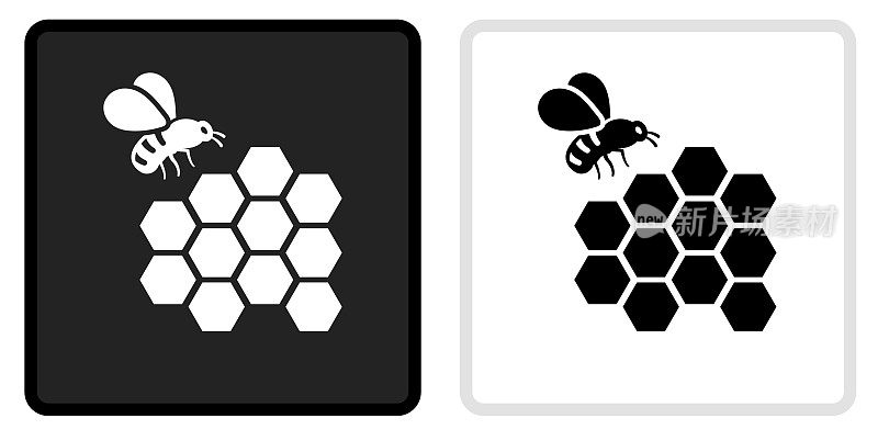 蜜蜂图标在黑色按钮与白色翻转