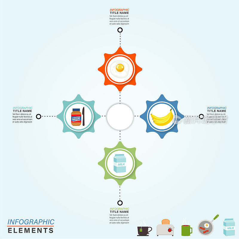 有早餐图标的信息图表模板
