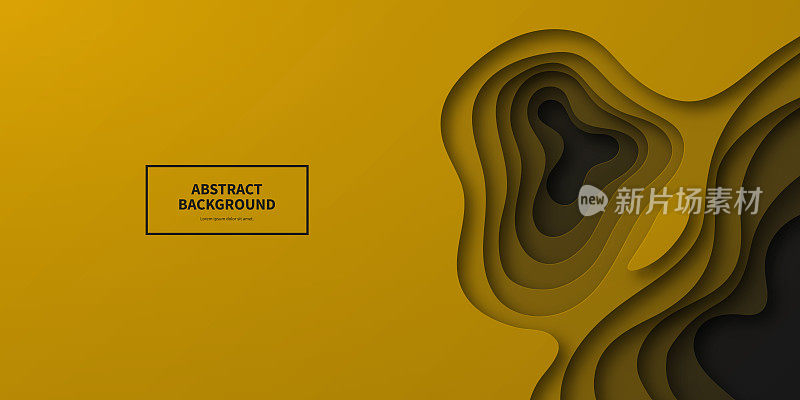 剪纸背景-布朗抽象波浪形状-时尚的3D设计