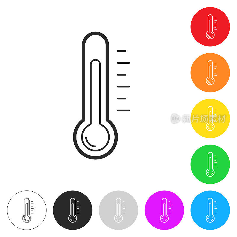 温度计。按钮上不同颜色的平面图标