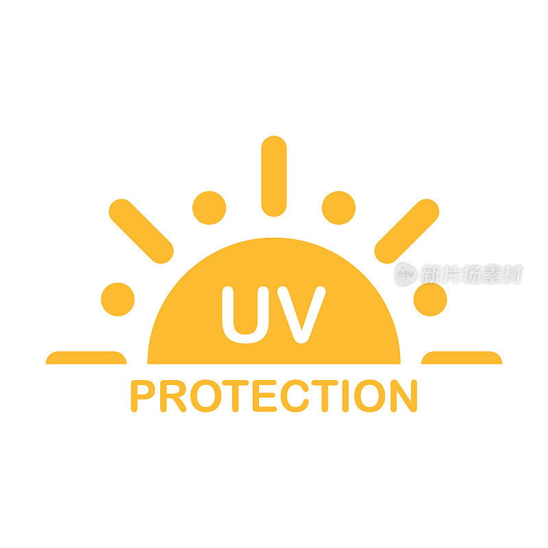 UV辐射防护图标矢量太阳紫外线光图形设计符号，标志，网站，社交媒体，移动应用程序，UI插图。