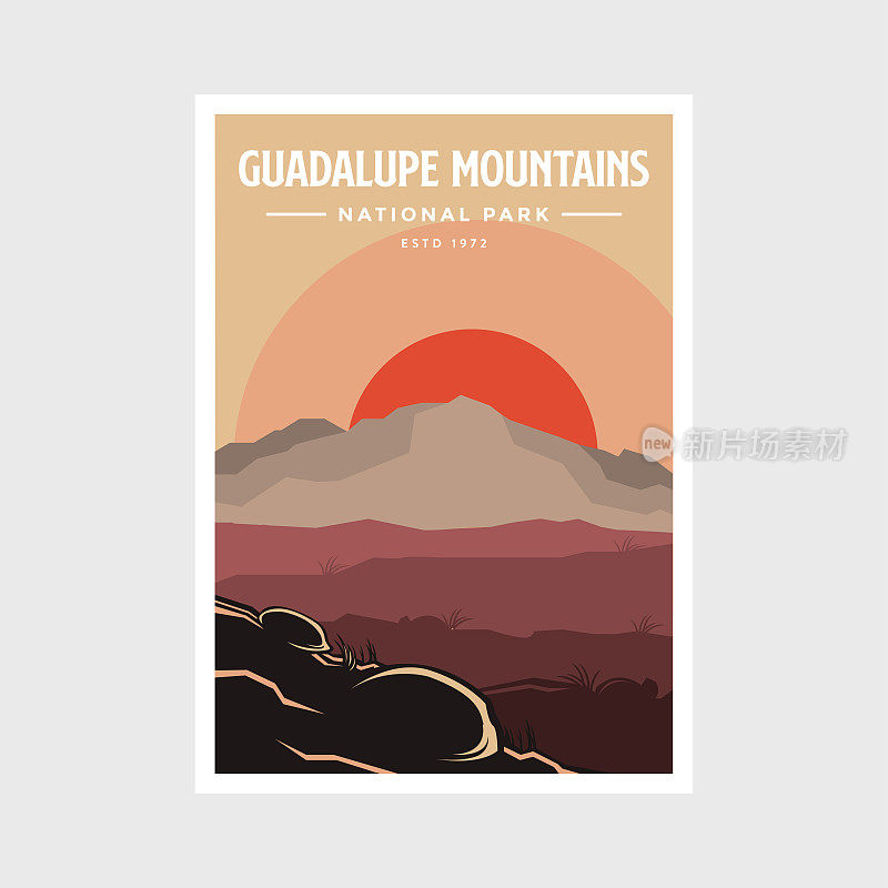 瓜达卢佩山脉国家公园海报矢量插图设计