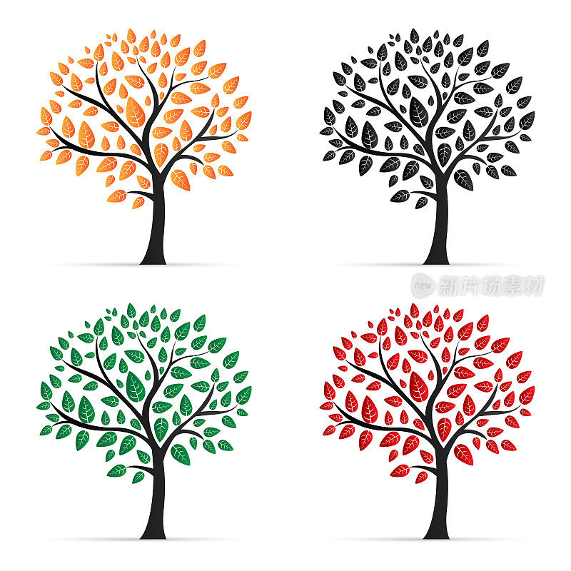 4种颜色的树图标