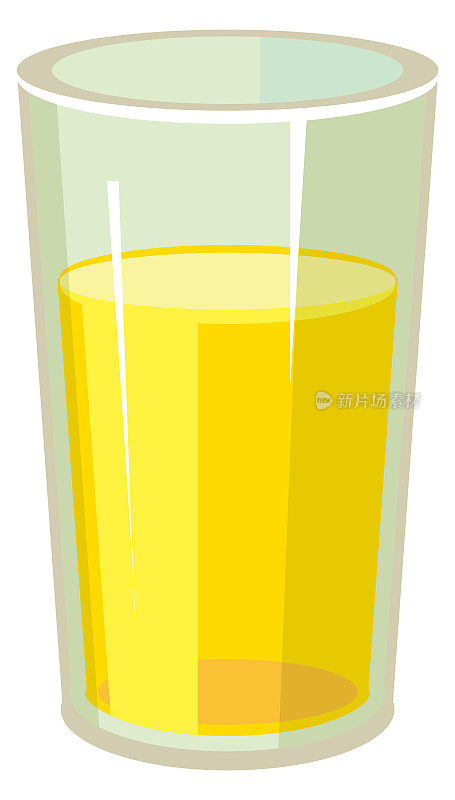 柠檬水卡通形象。新鲜柠檬汁的玻璃杯