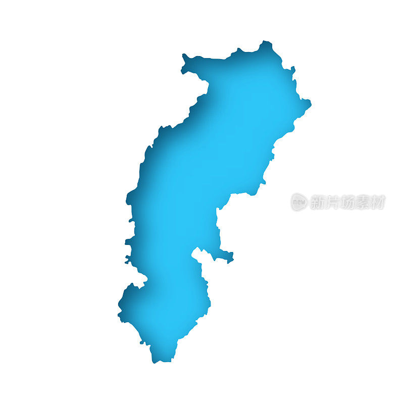 恰蒂斯加尔邦地图――蓝色背景的白纸