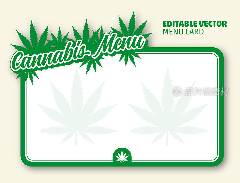 大麻菜单卡矢量模板水平