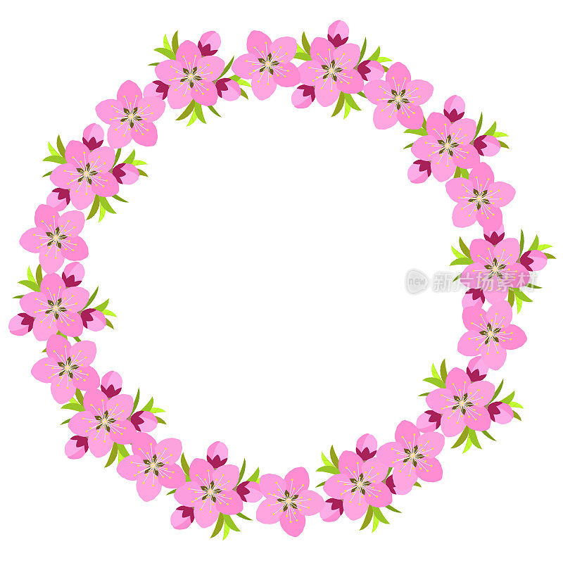 粉色桃花花环框