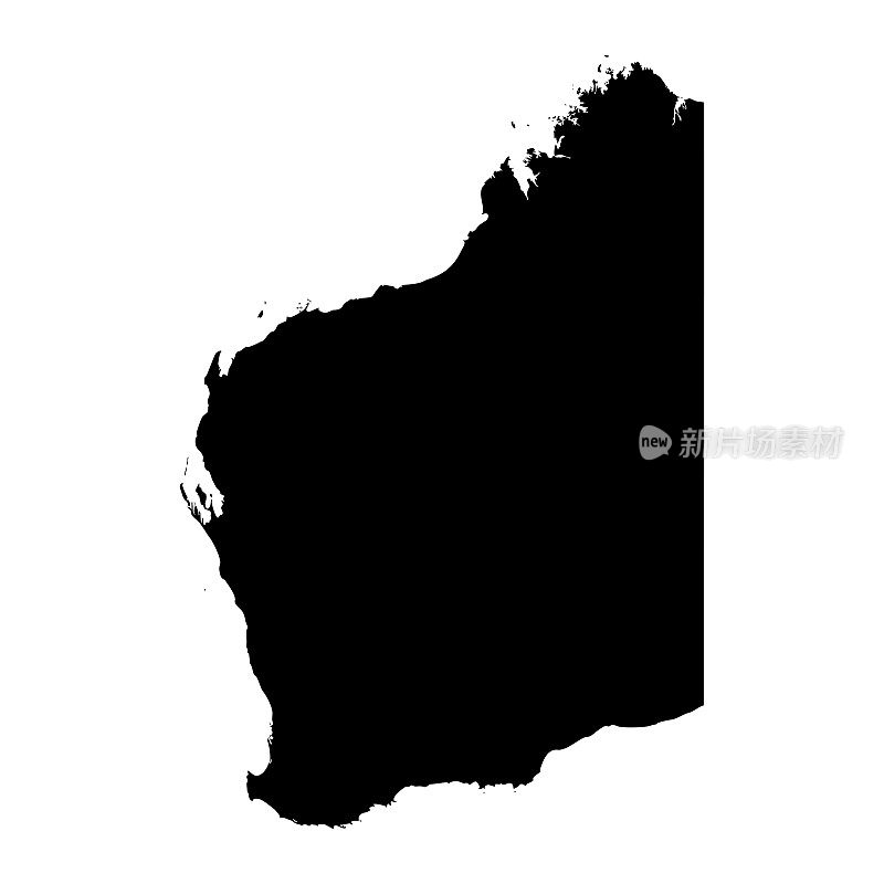 西澳大利亚地图，澳大利亚州。矢量插图。