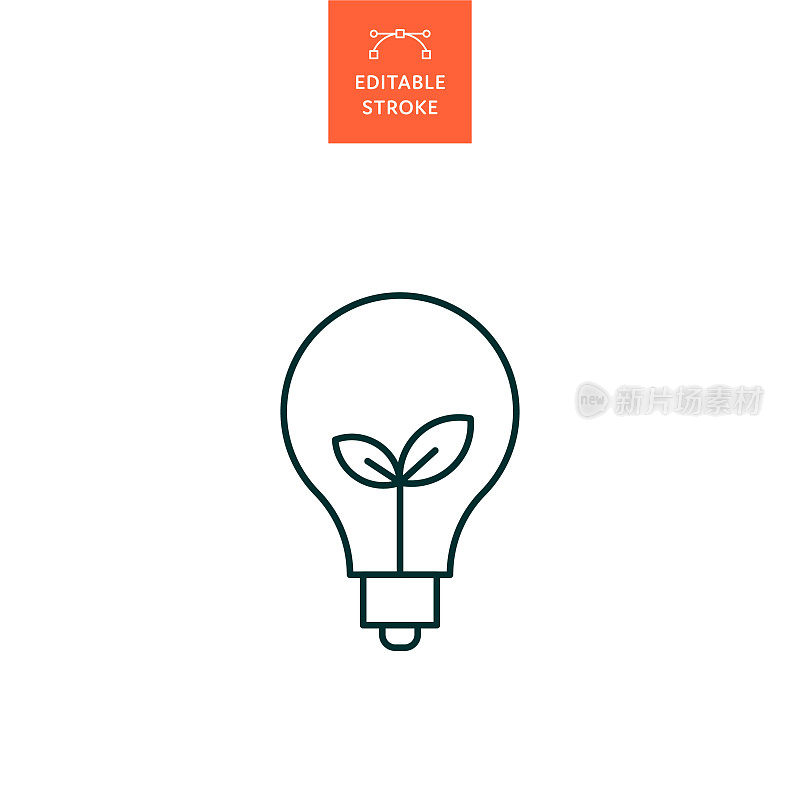绿色能源线图标与可编辑的笔触。Icon适用于网页设计、移动应用、UI、UX和GUI设计。