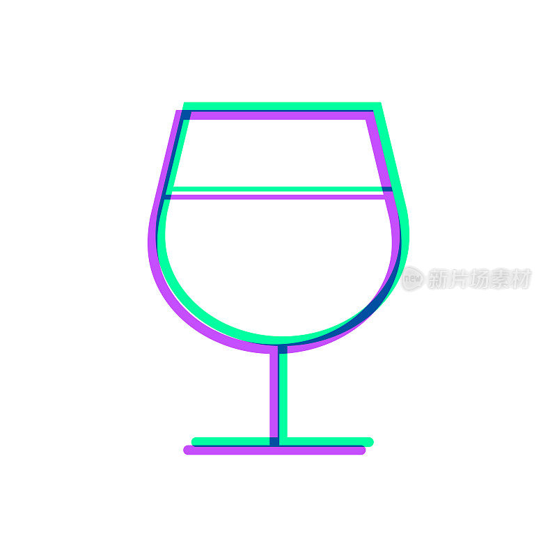 酒杯。图标与两种颜色叠加在白色背景上