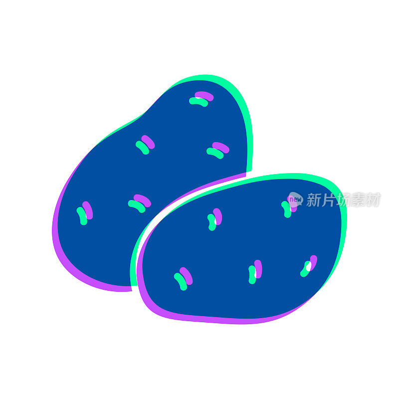 土豆。图标与两种颜色叠加在白色背景上