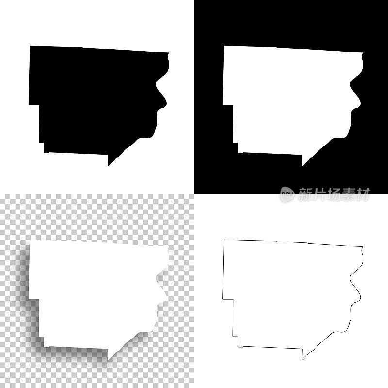 门罗县，俄亥俄州。设计地图。空白，白色和黑色背景