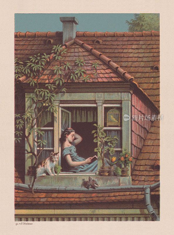 窗边的少女，彩色版，1879年出版
