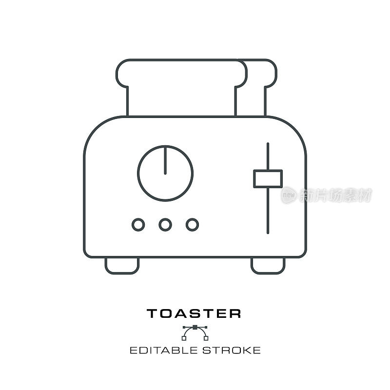 烤面包机-单一烹饪图标-可编辑的笔画。