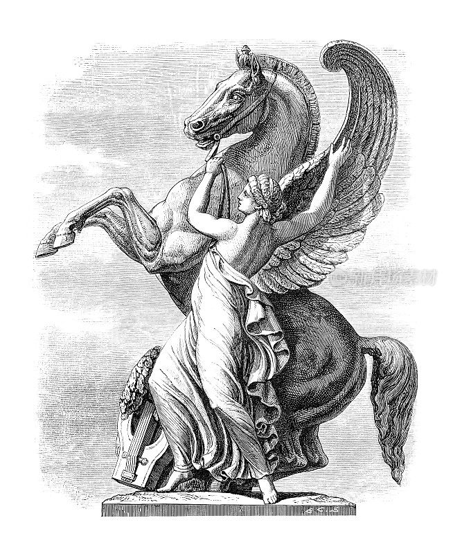 1869年，尤格伦·勒奎纳创作的著名作品《牵回飞马》