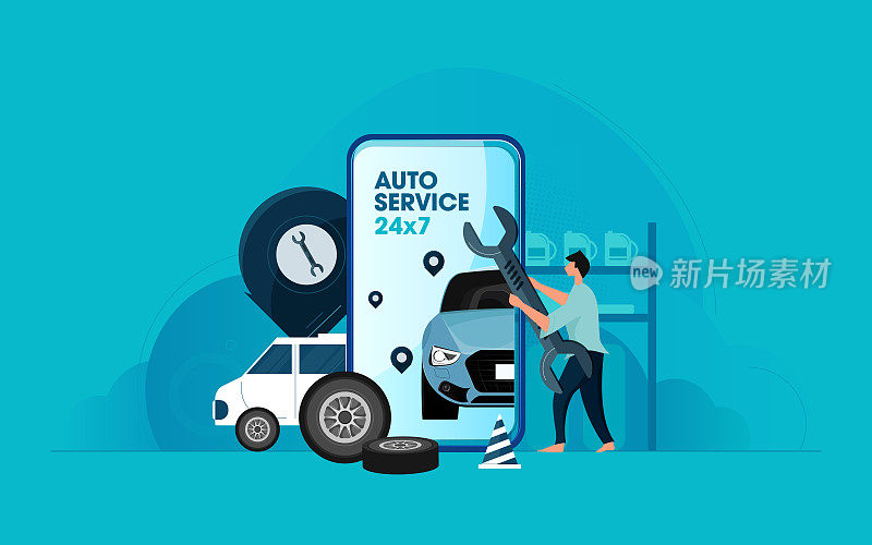 机器诊断和维修。诊断,修理汽车,设备。