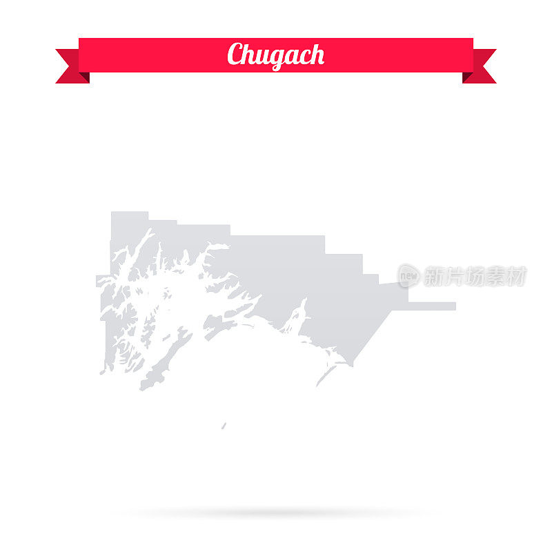 中心,阿拉斯加。白底红旗地图