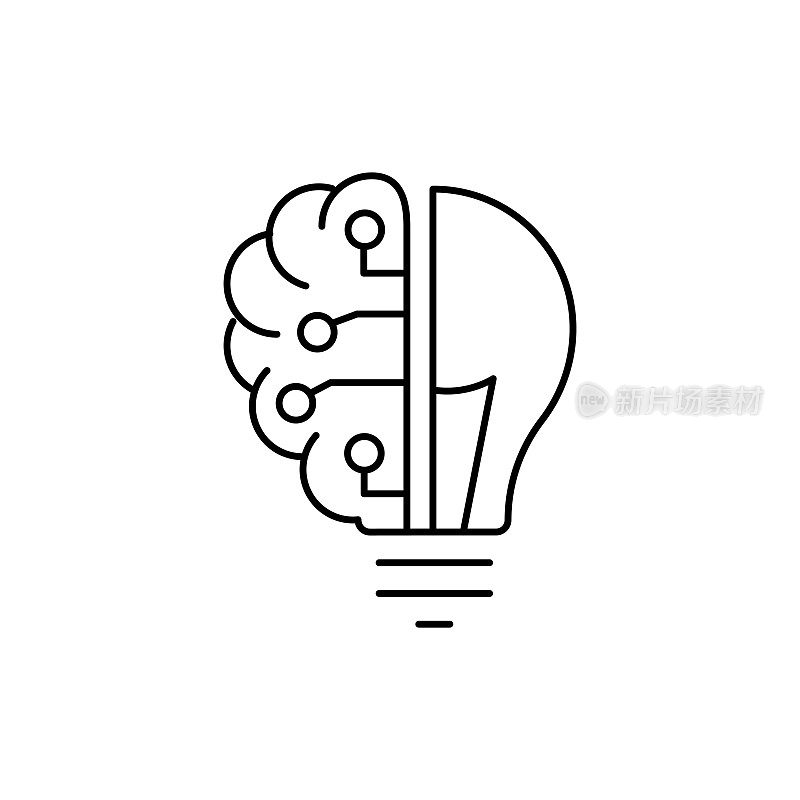 人工智能线条图标，可编辑笔画