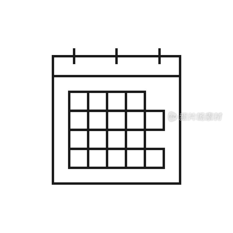 日历线图标矢量插图。图标设计的标志，移动应用程序，网站，用户界面，用户体验，标志，符号。