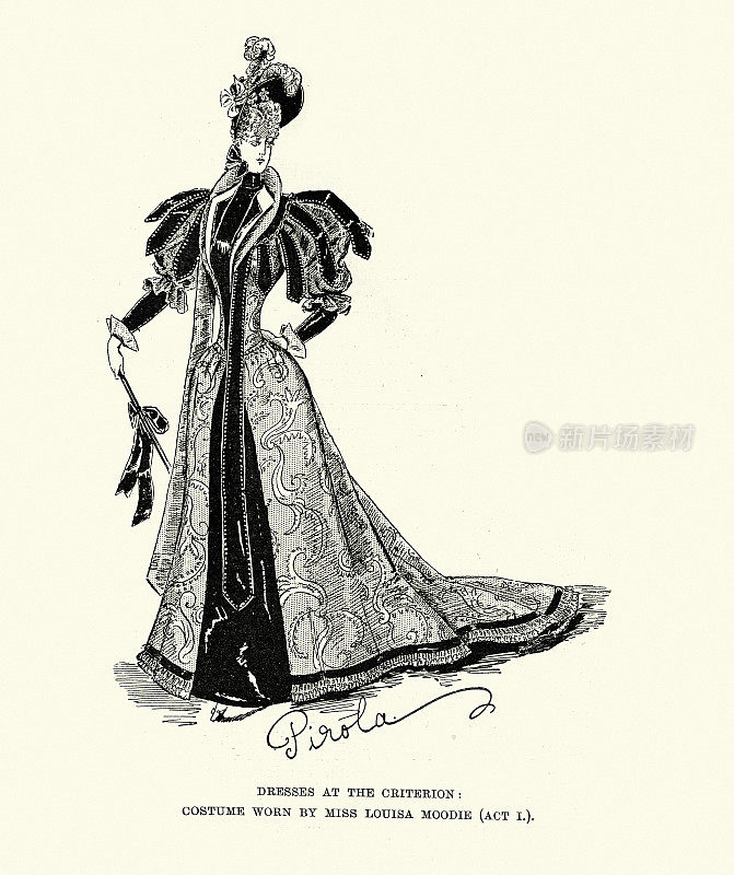 复古插图晚期维多利亚妇女的时尚，服装，19世纪90年代，19世纪时期的服装