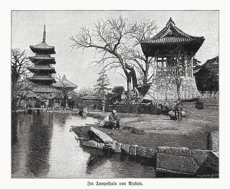 浅草史观，东京，日本，木版雕刻，1900年出版