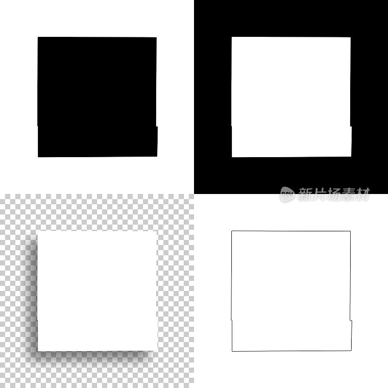 爱荷华州的爱荷华县。设计地图。空白，白色和黑色背景