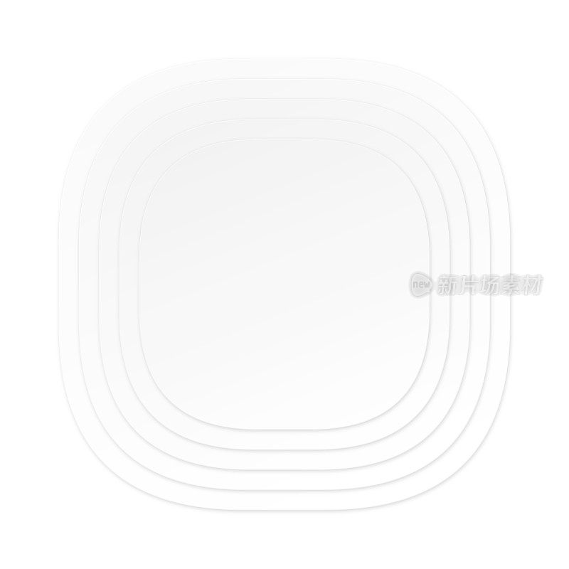 软白色同心圆形正方形在一个干净的背景。