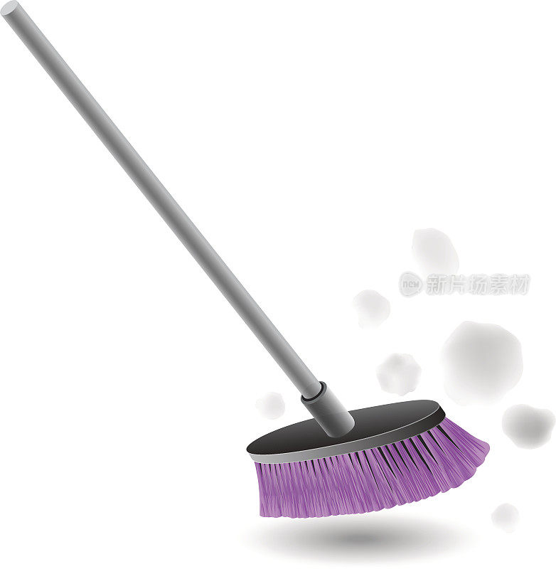 紫色的扫帚扫灰尘