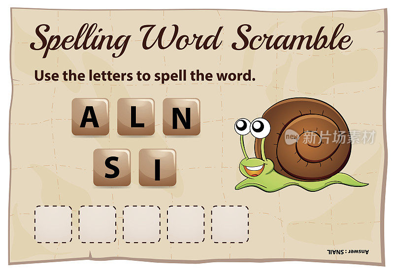 拼写scramble游戏的蜗牛模板