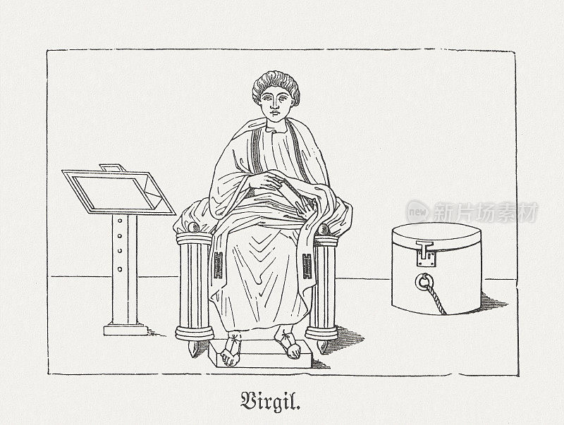 维吉尔(公元前70年至公元前19年)，木刻，1881年出版