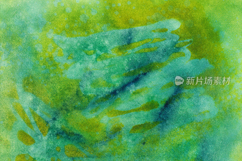 手绘抽象纹理与蓝色和绿色