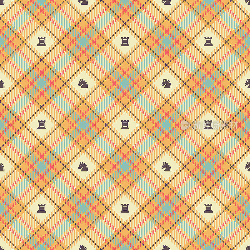 Seamless_plaid_pattern_Diagonal_with_texture_retro_background_chess_pieces_embellishmens