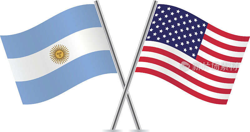 美国和阿根廷国旗。