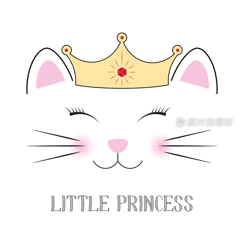 可爱的幻想猫公主。可爱的儿童图案t恤。